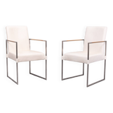 Bert Plantegie White Leather reclining Armchairs .