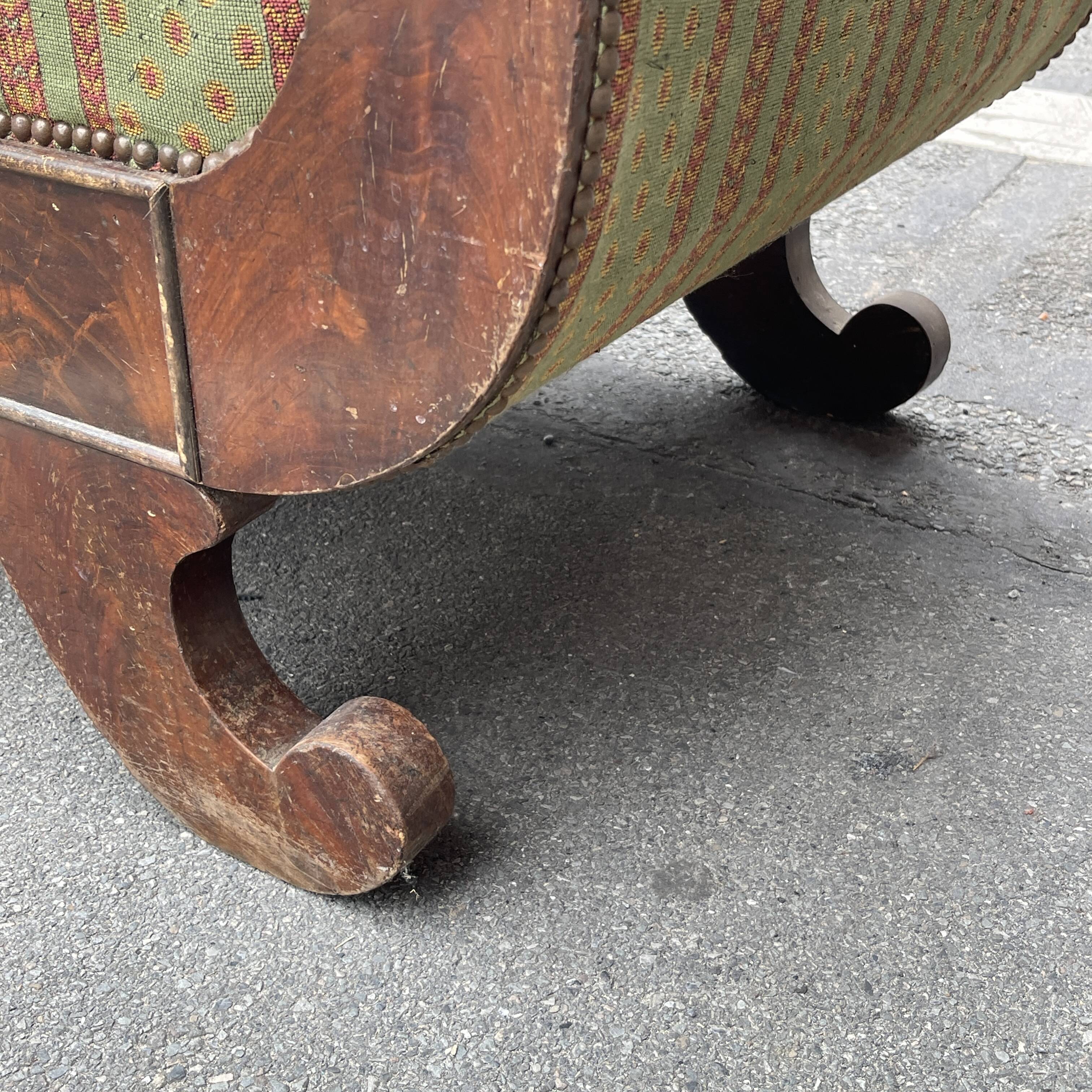 Antique Charles X style 'Gondola' type sofa to be restored, 19th century