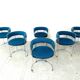 Set of 6 chrome wire and blue fabric dining chairs, 1970s