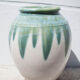 Ceramic pot, jar, glazed planter, vintage pot cover, decoration