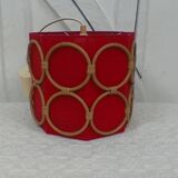 Suspension in fabric and rattan, vintage.