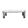 Coffee table marble and chrome steel Italian design 1970