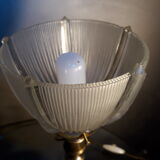 Lampe calice 1930 laiton tulipe verre moulé