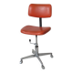 Eurosit vintage industrial workshop chair in chromed metal and orange imitation leather