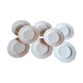 Service of 8 vintage flat plates in earthenware the Amandinoise of Saint-Amand pale pink