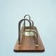 Large Art Deco wall-mounted coat rack in wood and chrome metal with mirror