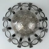 60s 70s Brutalist wall lamp or ceiling lamp made of iron & glass design