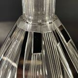 Art deco liqueur set, carafe & 6 glasses, cut double crystal, cubist decor, karl palda