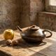Vintage Japanese-style teapot from the 70s-90s, handmade brown stoneware signed Pichon.
