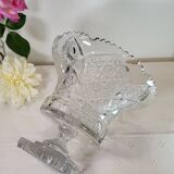 Large bohemian crystal footed bowl, flared pedestal vase