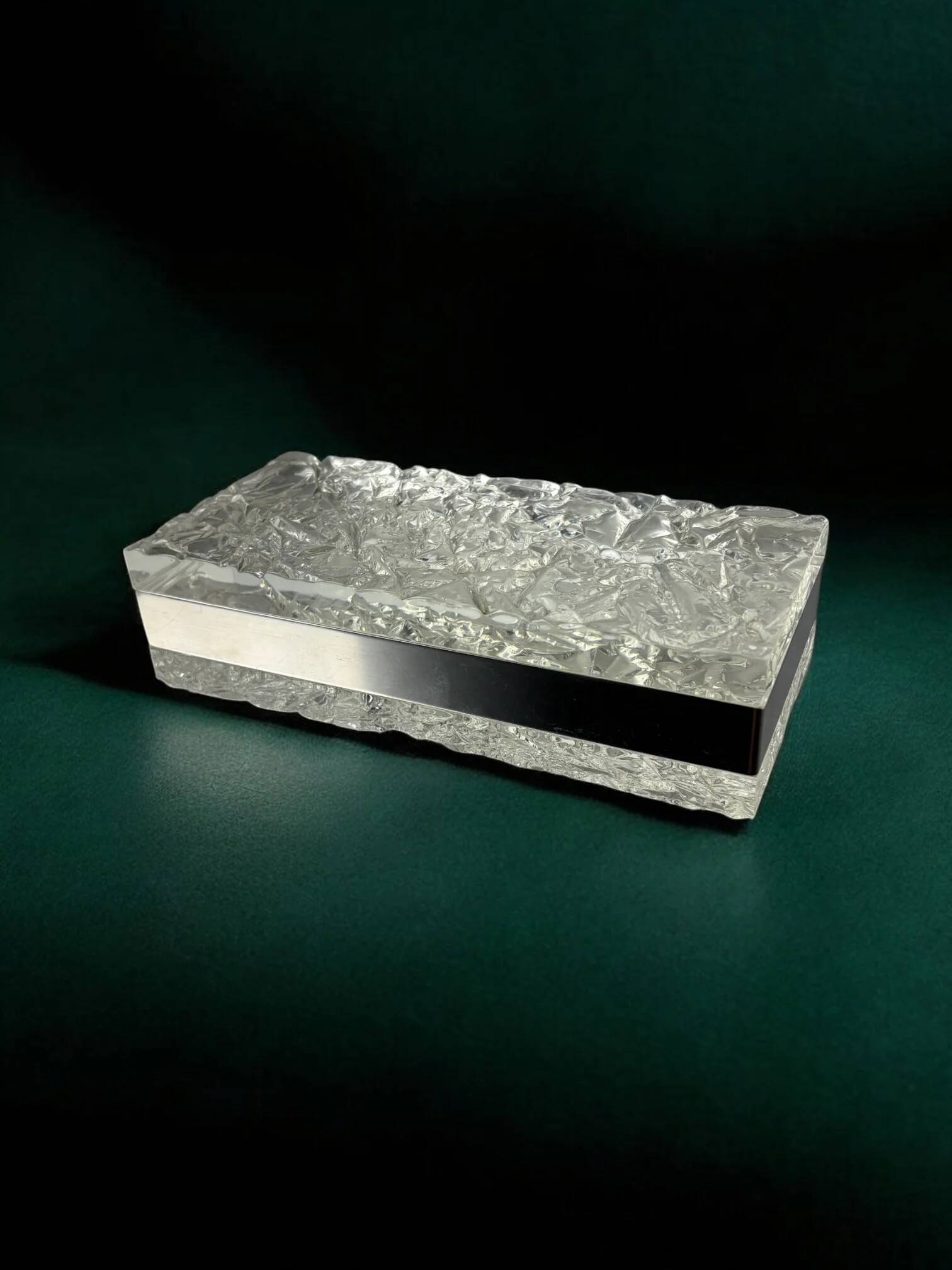 Willy Rizzo style ice effect Lucite vanity box, Italy, 1970s