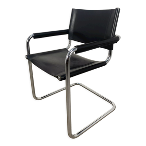 fauteuil cantilever cuir - chrome
