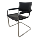 Black and chrome leather cantilever armchair