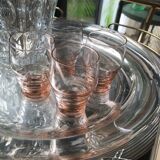 Set of 4 art deco pink tinted glasses