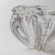Transparent Murano Glass Bowl, Large Tri-lobed Triangle, Clear Glass with Bubbles, 1970s Italian Mid-Century Design