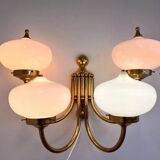 Big XXL brass and glass wall lamp in Art Deco, Art Nouveau style, around 1980s
