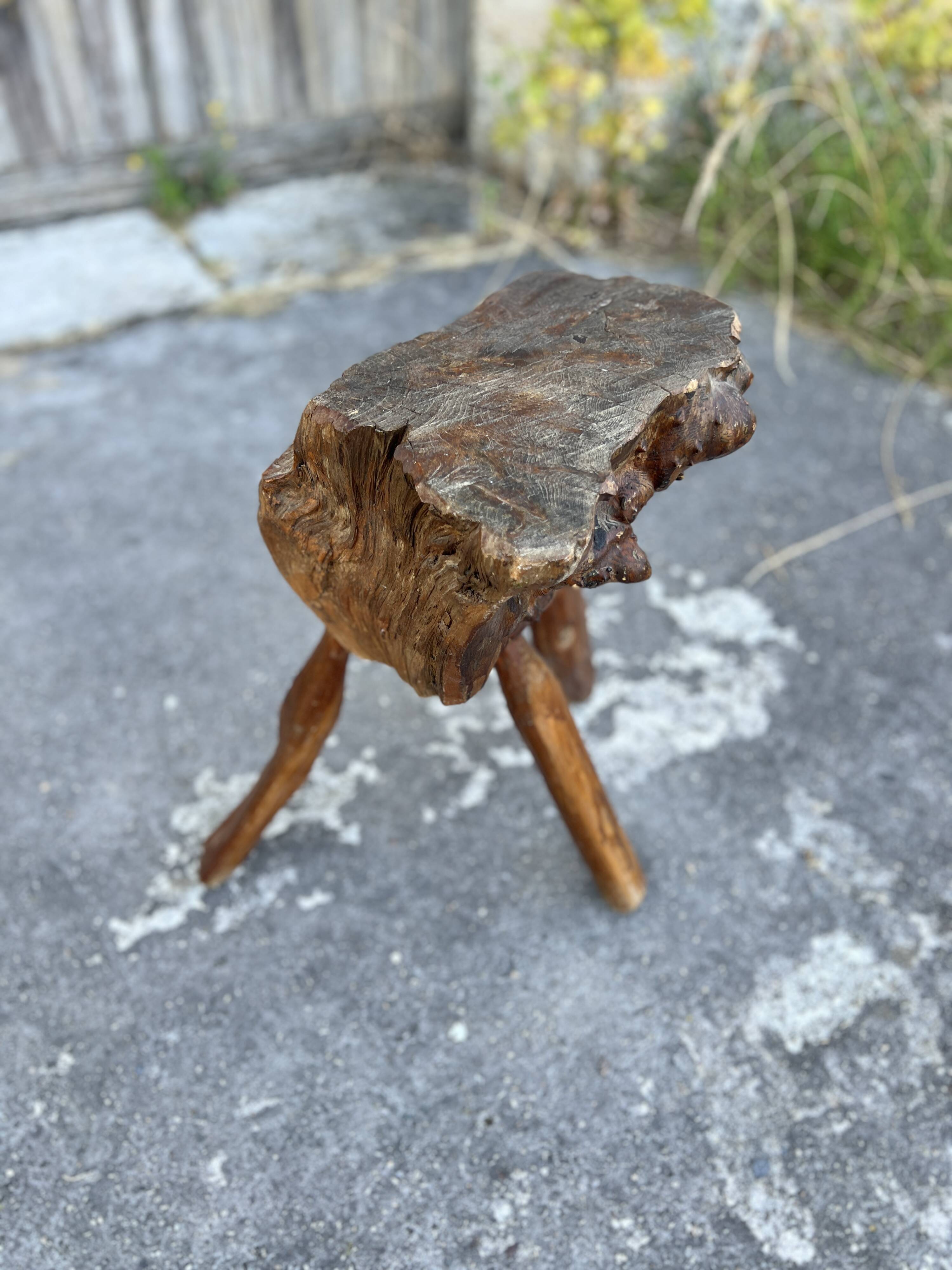 Solid Wood Chopping Block Stool – Organic Sculpture H54cm