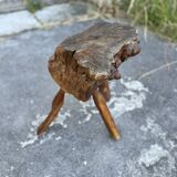 Tabouret Billot en Bois Massif – Sculpture Organique H54cm