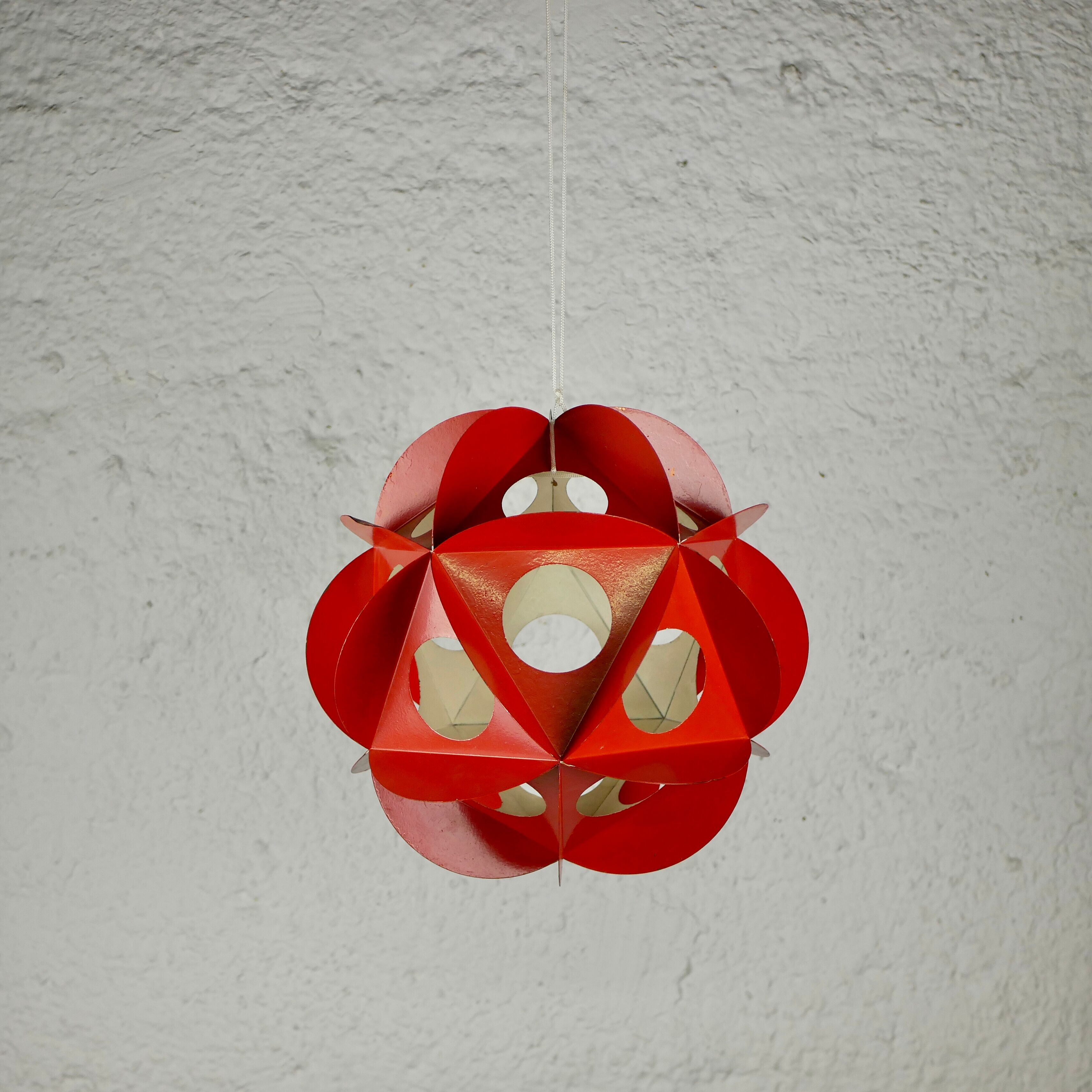Orange metal origami decoration 70s