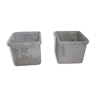 Pair of garden pots in cement fibro of the years 50/60