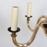 Vintage Murano 5-Arm Ribbed Topaz Glass Chandelier Pendant Lamp