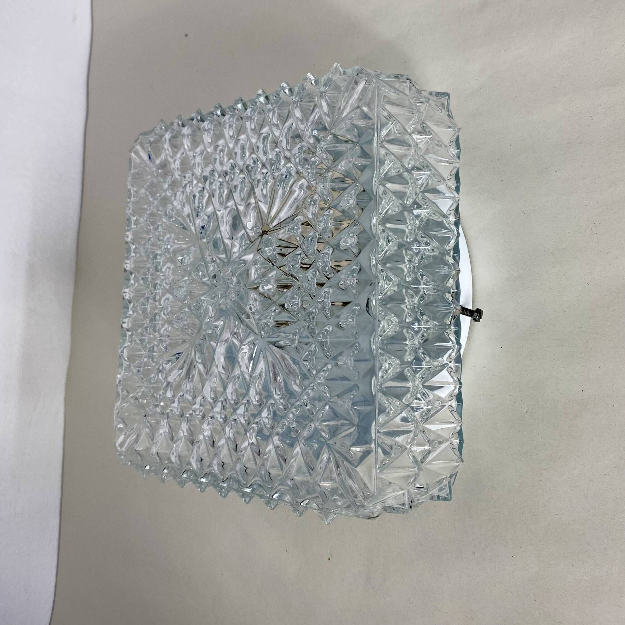 Wall light ceiling square glass minimalist porthole 1970 1980 seventies eighties LAMP-7311