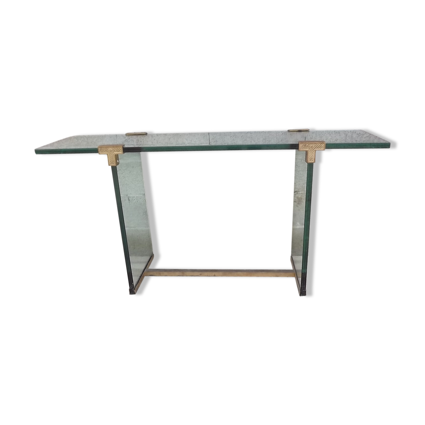 Console art déco en bronze et verre