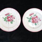 Set of 2 Plates in Faience de l'est pink red 19th LUNEVILLE / ST CLEMENT