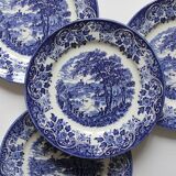 4 plates in vintage English earthenware Ironstone Broadhurst Staffordshire "The English Scene"