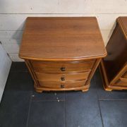 Pair of Louis Philippe style bedside tables in cherry wood.