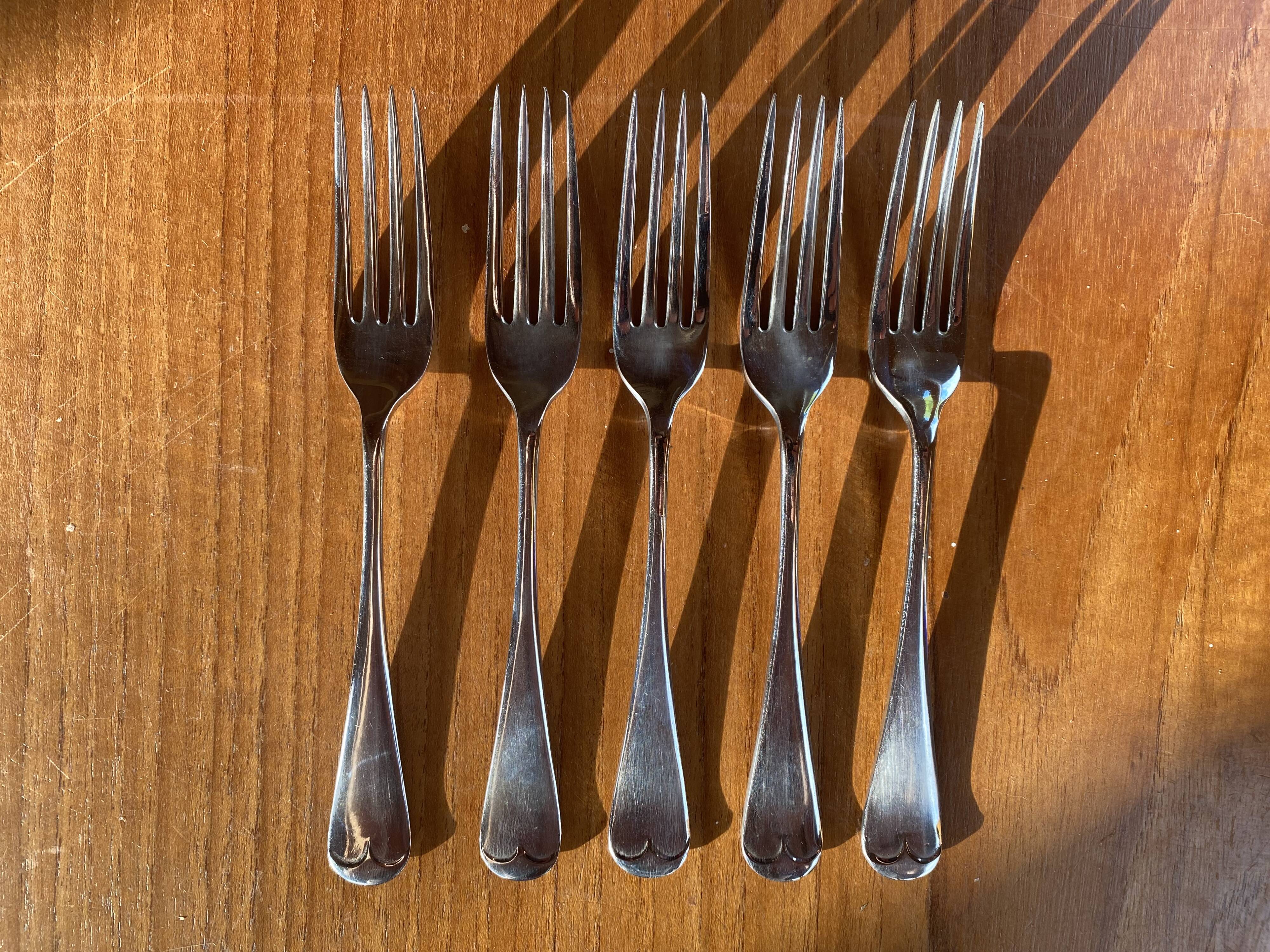 Lot de 5 fourchettes anglaises argentées Circa 30