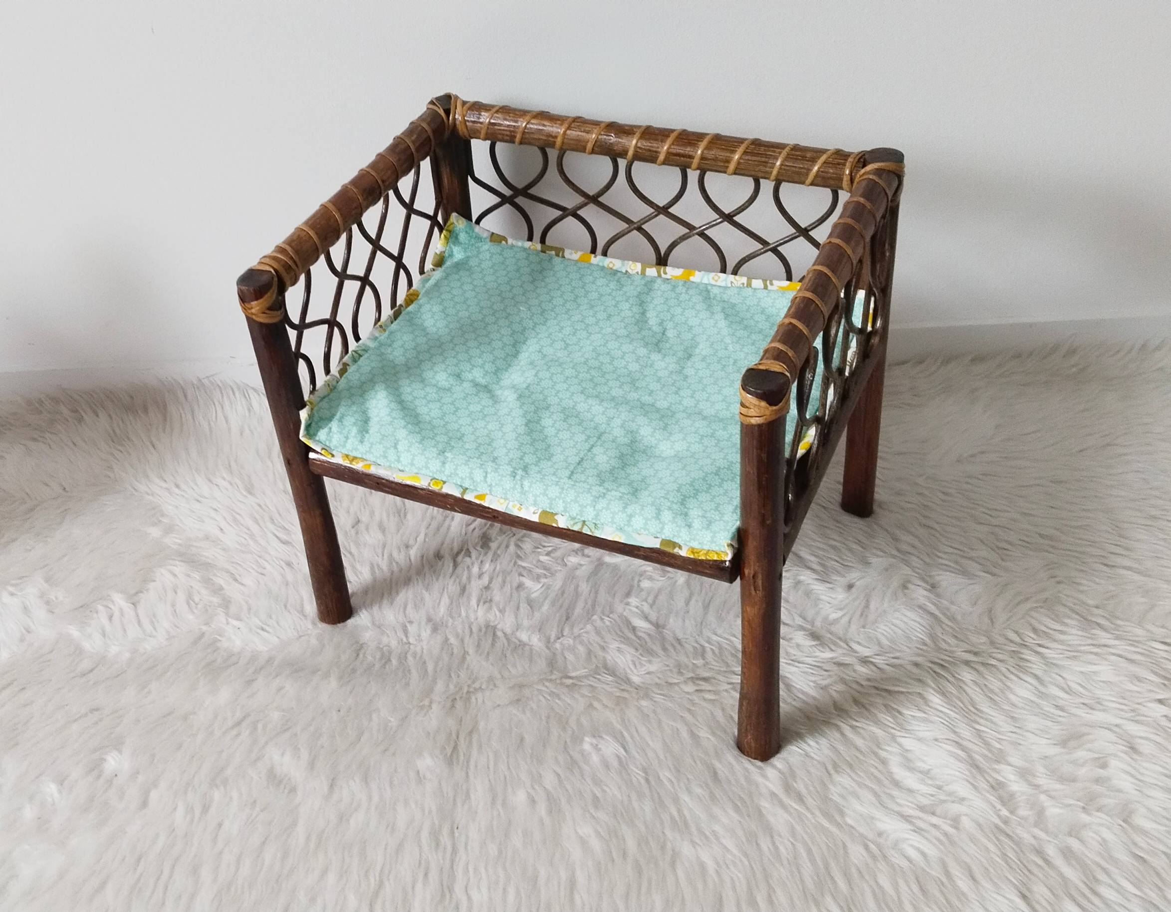Vintage rattan children's armchair