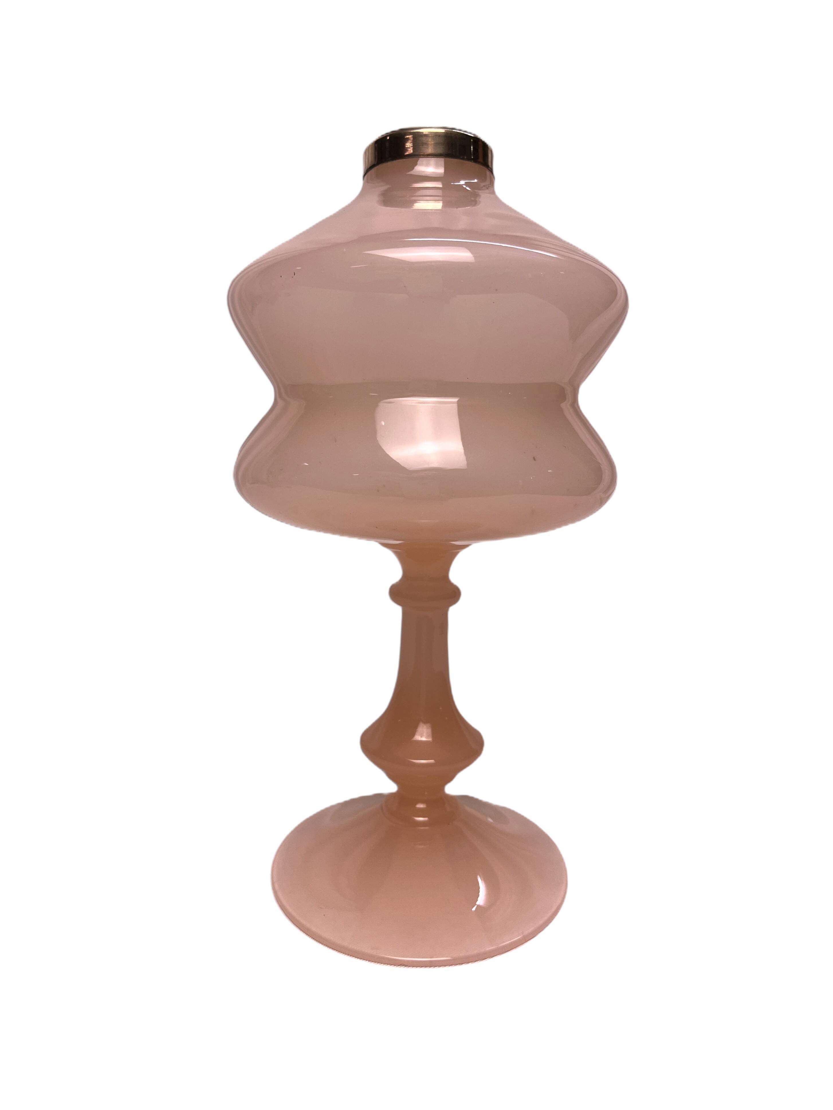 Pink opaline lamp base from around 1940.
