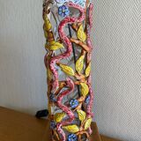 Openwork ceramic lamp base with Garden of Eden decor