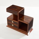 Art Deco Modernist Rosewood Brass Sewing Cabinet circa 1940