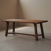 Grande table artisanale en chêne, France, vers 1970
