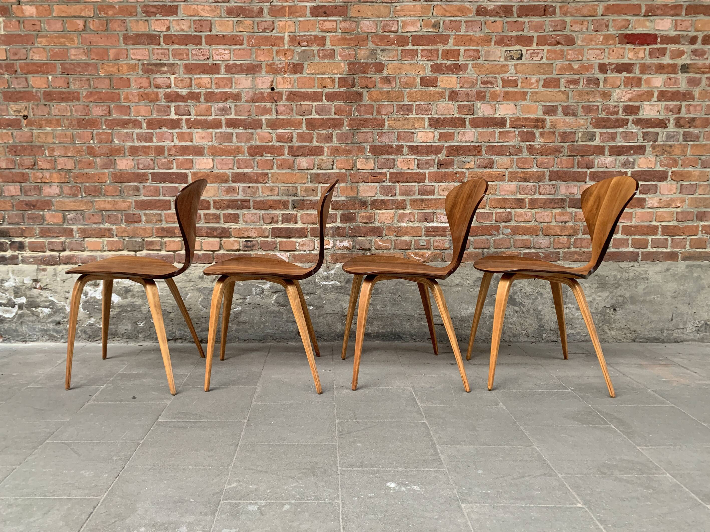 Set of 4 Norman Cherner chairs for Plycraft USA in teak, 1960s