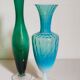 Duo de vases soliflores en verre soufflé vintages