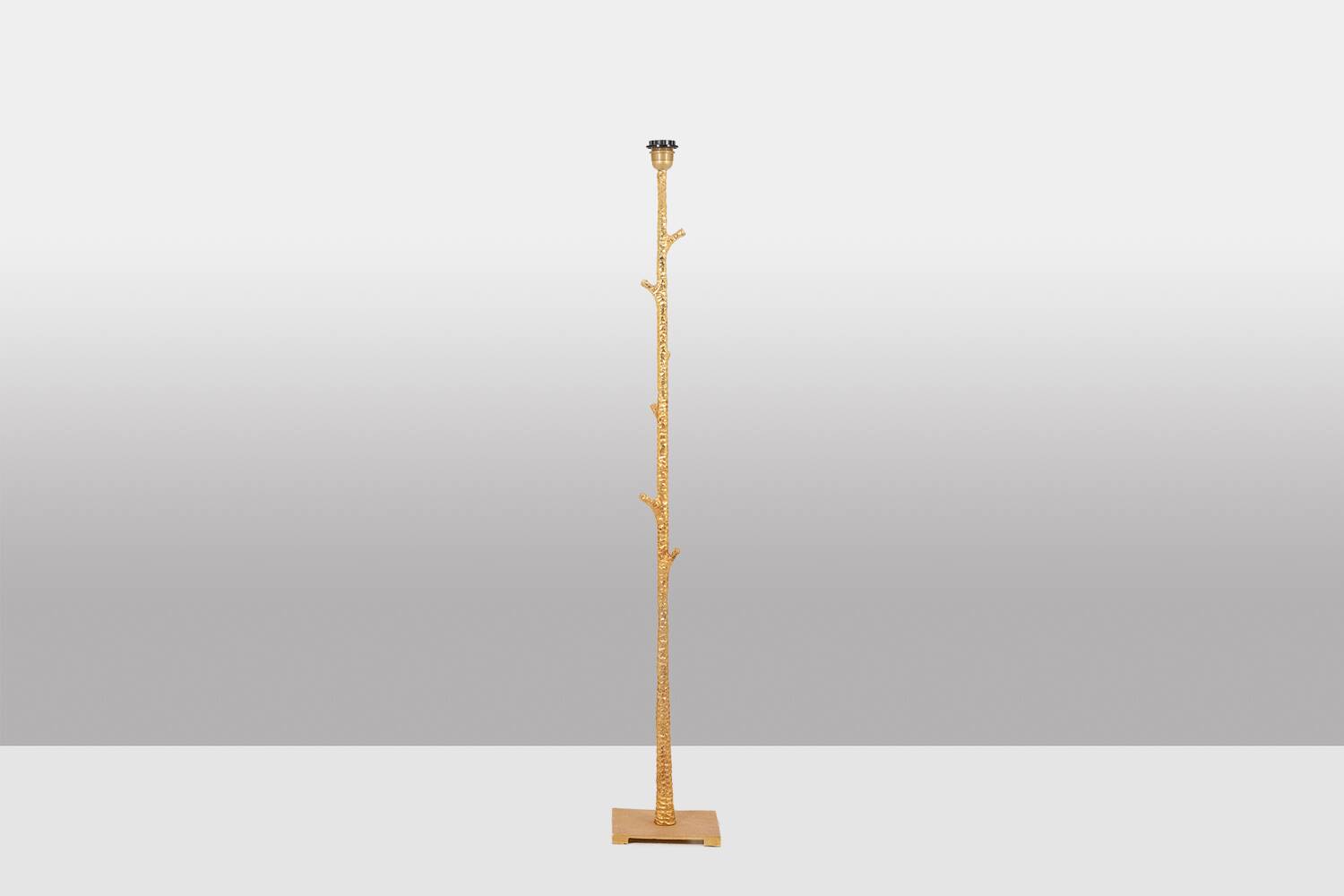 Pair of gilded metal floor lamps. 20th century.