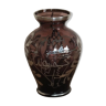 Vase Saint Graal en cristal mauve et incrustations d'argent