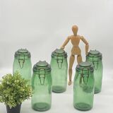 Ensemble de bocaux L’idéal, anciens, verre / vert