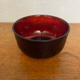 Salad bowl + 6 vintage ARCOROC Sierra molded glass bowls, ruby red, Vinta