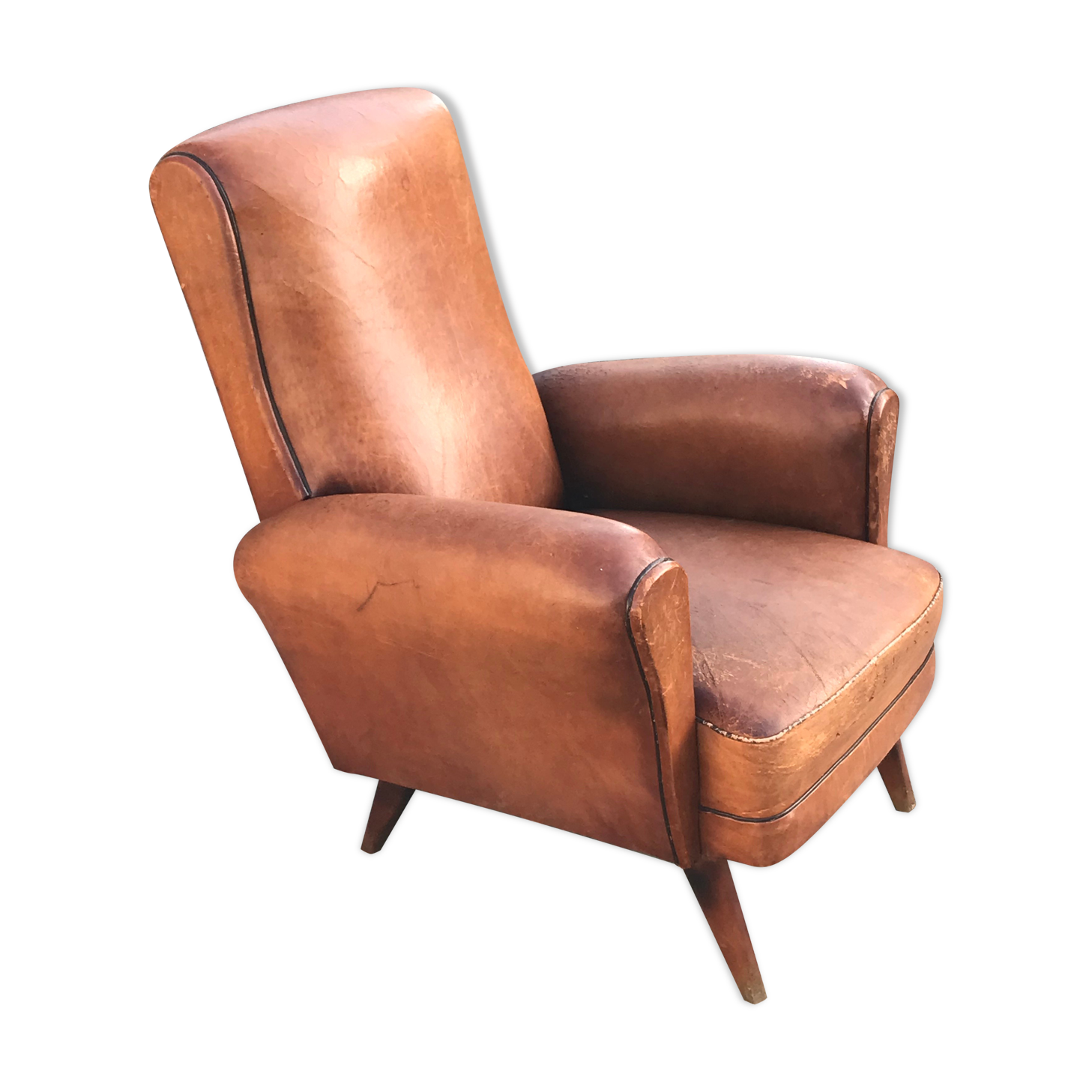 Armchair club feet compass vintage design Annees 50