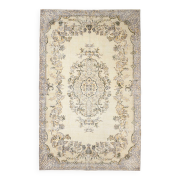 6x10 Classic & Bordered Beige Turkish Vintage Rug, 193x306Cm SK 5705
