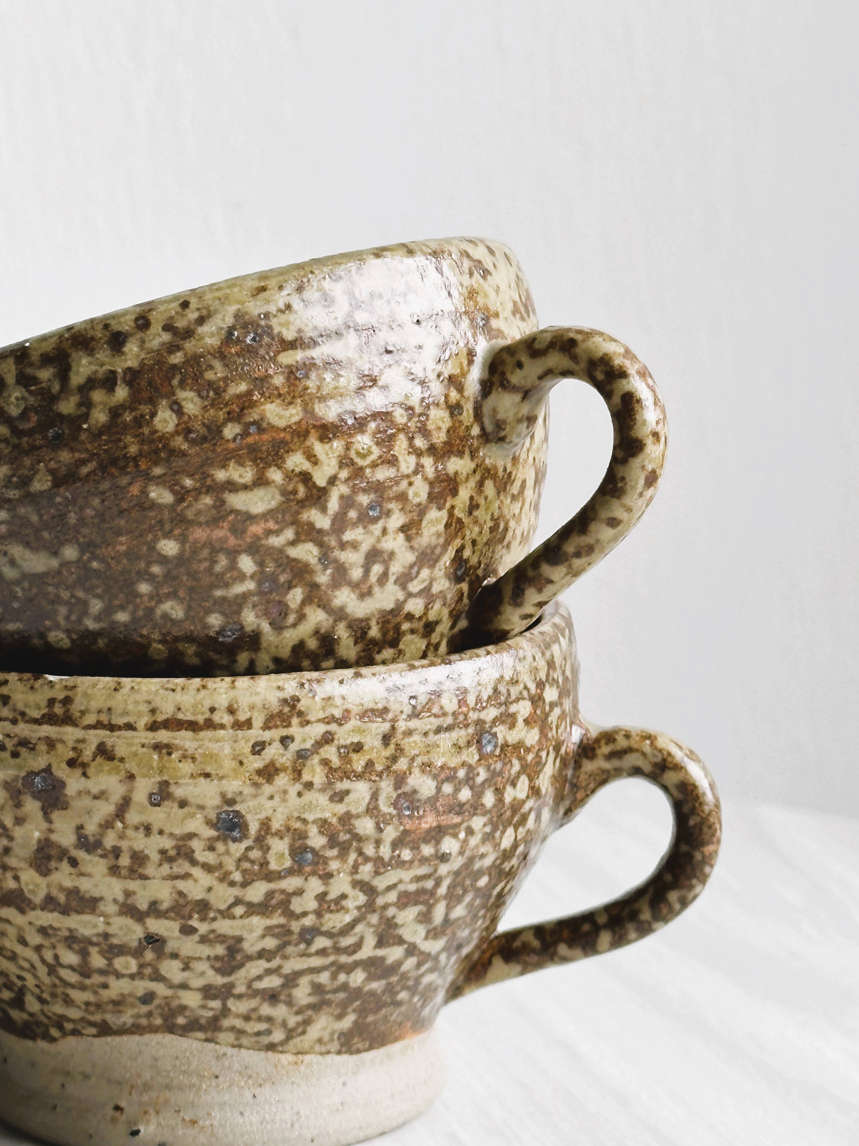 Set of 3 rustic handmade ceramic mugs