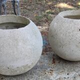 Pair of vintage sphere ball planters