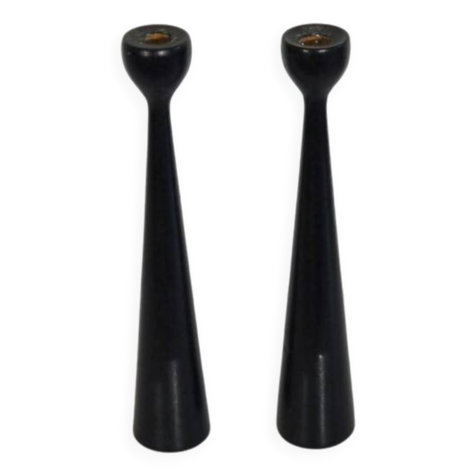 Pair of Scandinavian wooden candlesticks 1960