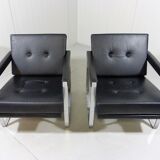 Hein Salomonson black leather lounge chairs 1968