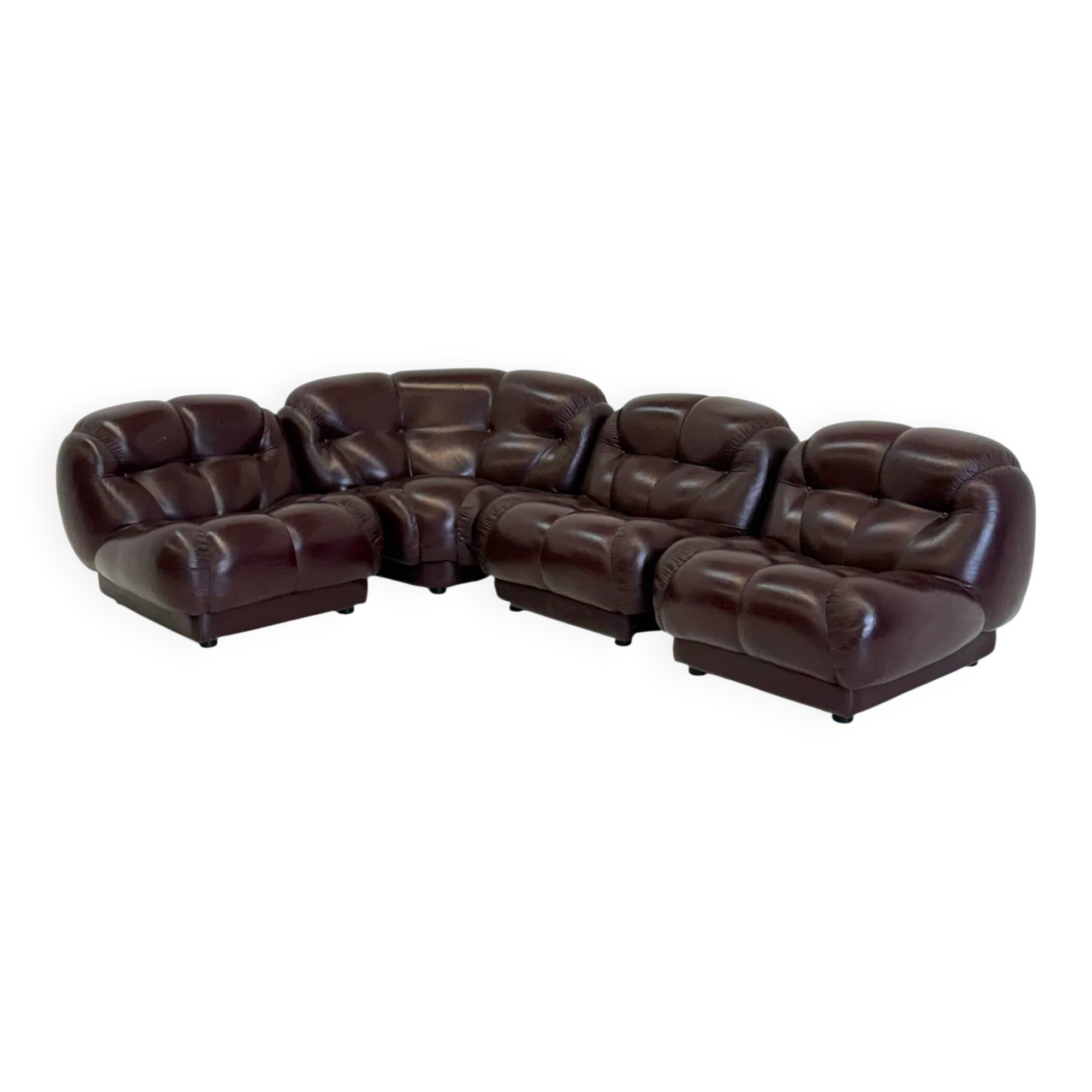 Dark brown Nuvolone modular lounge sofa by Rino Maturi for Mimo Padova