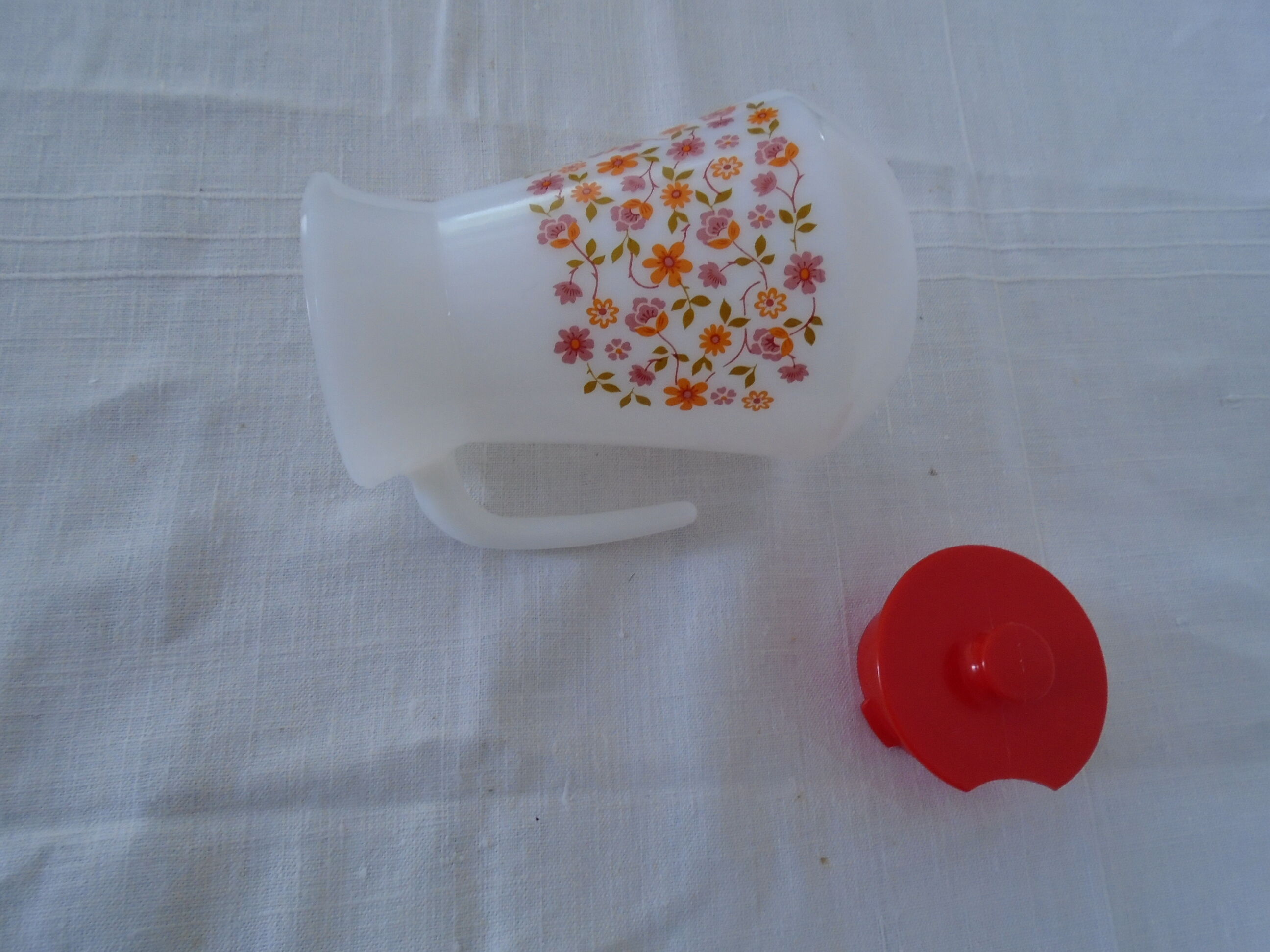 Pichet Scania verseuse carafe petities fleurs orange arcopal vintage